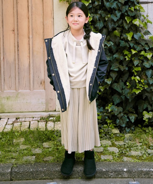 ikka（イッカ）の「【親子コーデ】総裏フェイクファーマンパジャケット（110~160cm）（マウンテンパーカー・キッズ・ローズ/ネイビー・S/M/L/XL/XS）」の7枚目の写真