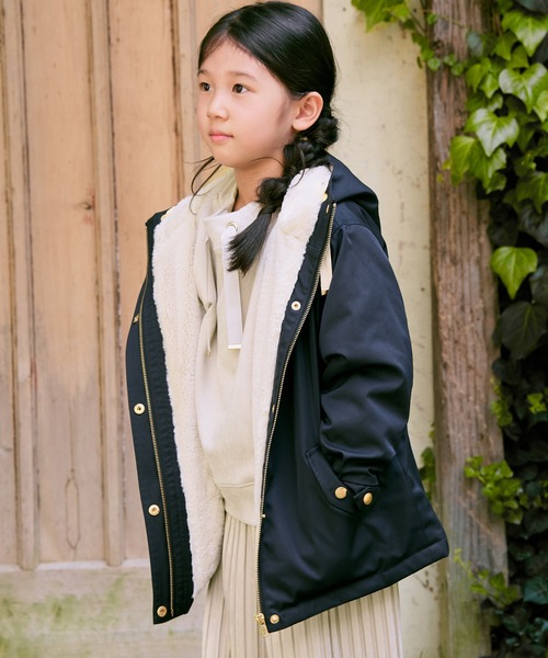 ikka（イッカ）の「【親子コーデ】総裏フェイクファーマンパジャケット（110~160cm）（マウンテンパーカー・キッズ・ローズ/ネイビー・S/M/L/XL/XS）」の4枚目の写真