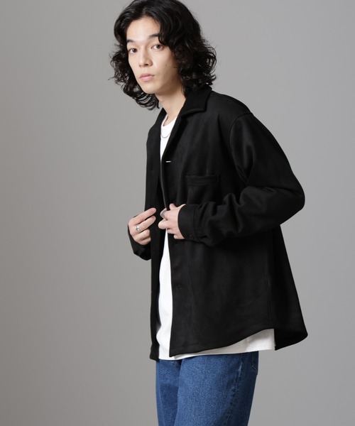 NANO universe（ナノユニバース）の「フェイクスエードシャツ 長袖（シャツ/ブラウス・メンズ・ブラック/モカ/チャコール・L/M/S/XL）」の2枚目の写真