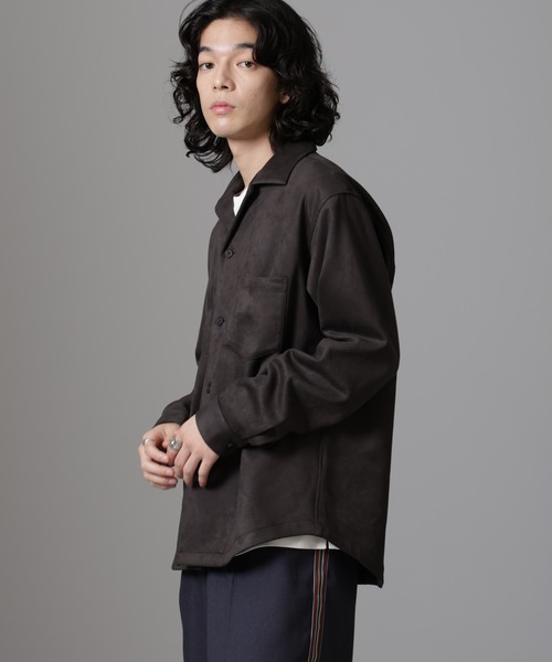 NANO universe（ナノユニバース）の「フェイクスエードシャツ 長袖（シャツ/ブラウス・メンズ・ブラック/モカ/チャコール・L/M/S/XL）」の6枚目の写真