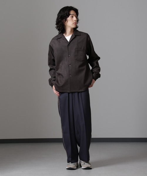 NANO universe（ナノユニバース）の「フェイクスエードシャツ 長袖（シャツ/ブラウス・メンズ・ブラック/モカ/チャコール・L/M/S/XL）」の10枚目の写真