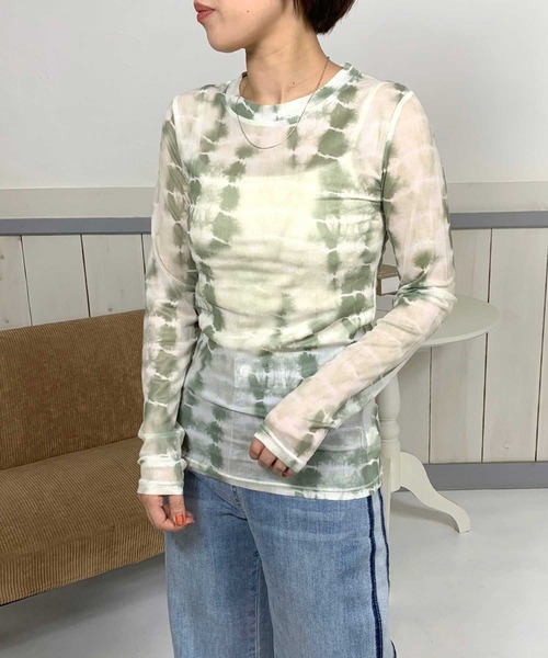 CRB(シーアールビー)の「ネットクルーロンT(Tシャツ/カットソー・レディース・ホワイト×ブラック/ホワイト×グリーン/ライム/オレンジ/ベージュ/ブラック・F)」の10枚目の写真