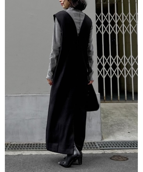 セール】[低身長サイズ有]前後2WAYポケット付き微起毛ツイルVネック