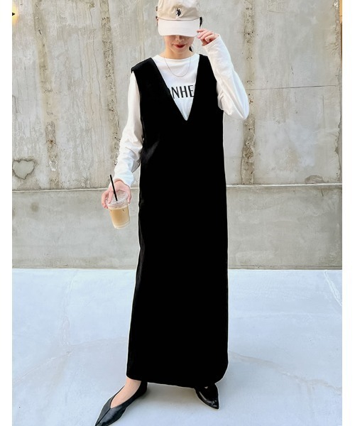 セール】[低身長サイズ有]前後2WAYポケット付き微起毛ツイルVネック