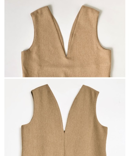 Re:EDIT（リエディ）の「[低身長サイズ有]前後2WAYポケット付き微起毛ツイルVネックジャンパースカート（ジャンパースカート・レディース・ブラック/ベージュ/アイボリー/チャコールグレー・SHORT/MEDIUM/LARGE）」の10枚目の写真