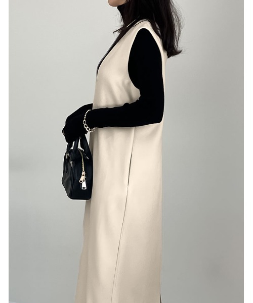 Re:EDIT（リエディ）の「[低身長サイズ有]前後2WAYポケット付き微起毛ツイルVネックジャンパースカート（ジャンパースカート・レディース・ブラック/ベージュ/アイボリー/チャコールグレー・SHORT/MEDIUM/LARGE）」の20枚目の写真