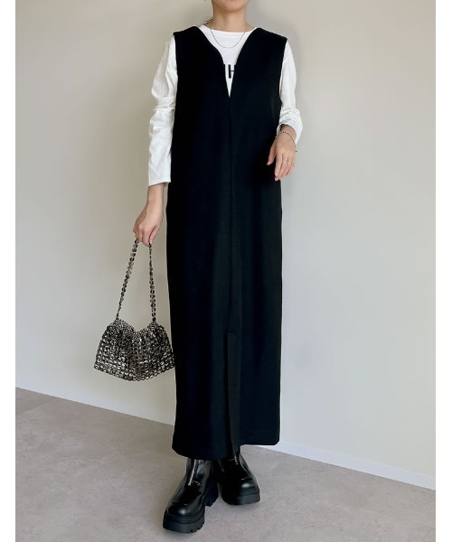 セール】[低身長サイズ有]前後2WAYポケット付き微起毛ツイルVネック