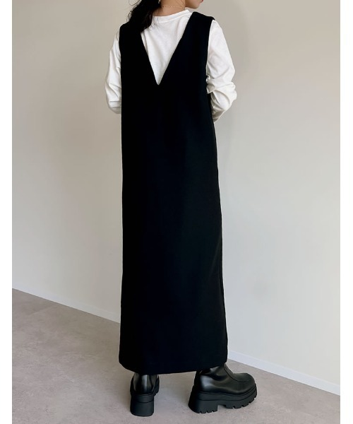 セール】[低身長サイズ有]前後2WAYポケット付き微起毛ツイルVネック