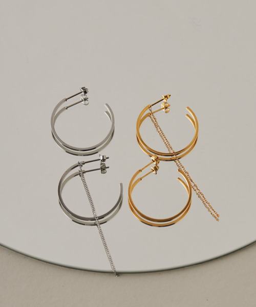 ciite' surgical stainless(シーテサージカルステンレス)の「【 金属アレルギー対応 】 アシンメトリーデザインピアス サージカルステンレス (両耳用)(ピアス(両耳用)・レディース・シルバー/ゴールド・FREE)」の19枚目の写真