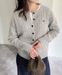 fredy emue | ウール混FR刺繍ケーブル柄カーディガン(ニット/セーター)