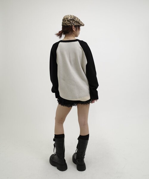 WHO'S WHO gallery（フーズフーギャラリー）の「シャーロットラグランニット（ニット/セーター・レディース・ブラック/チャコールグレー・FREE）」の8枚目の写真