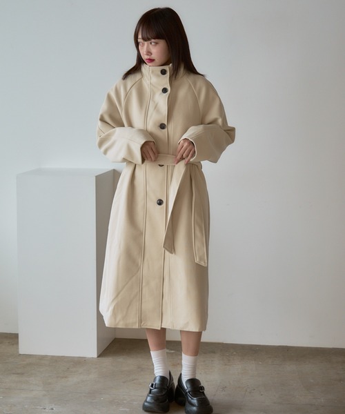 Basic stand collar long coat / スタンドカラー ベーシックロングコート（ステンカラーコート）｜AO2（アオズ）