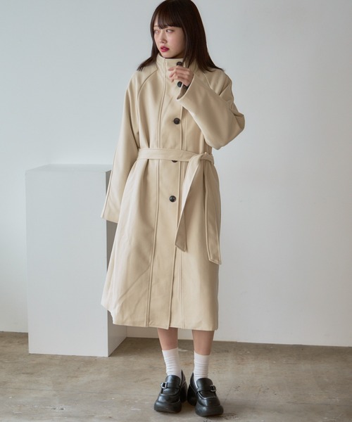 Basic stand collar long coat / スタンドカラー ベーシックロングコート（ステンカラーコート）｜AO2（アオズ）