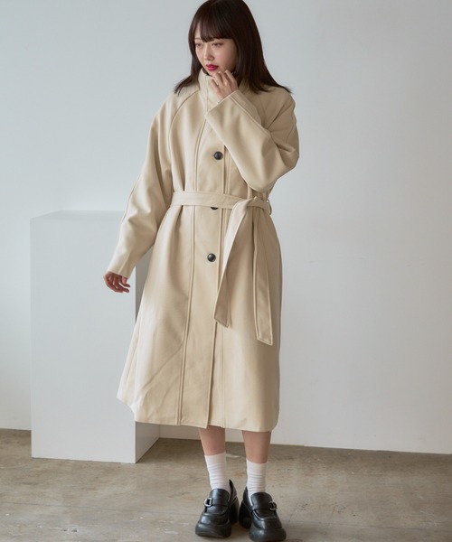 Basic stand collar long coat / スタンドカラー ベーシックロングコート（ステンカラーコート）｜AO2（アオズ）