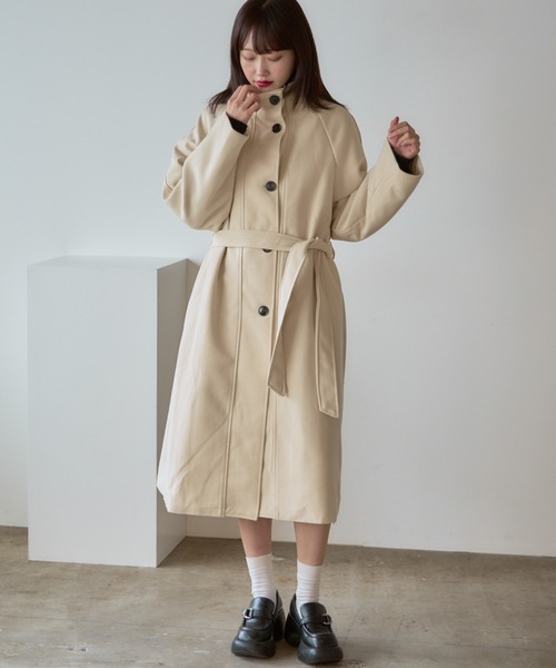 Basic stand collar long coat / スタンドカラー ベーシックロングコート（ステンカラーコート）｜AO2（アオズ）