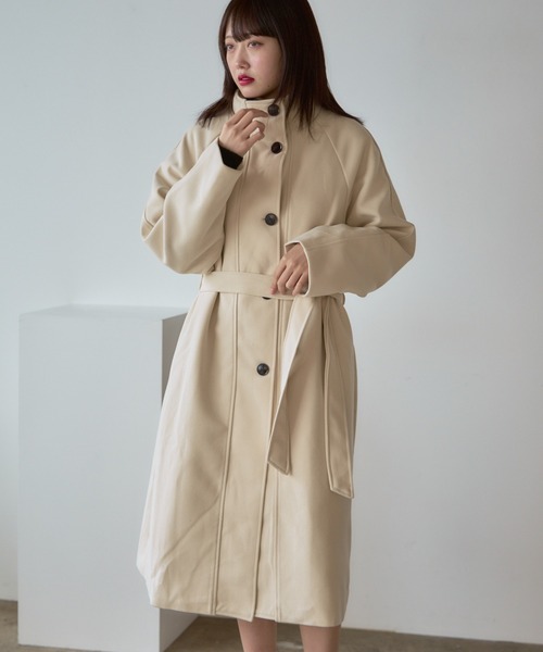 Basic stand collar long coat / スタンドカラー ベーシックロングコート（ステンカラーコート）｜AO2（アオズ）