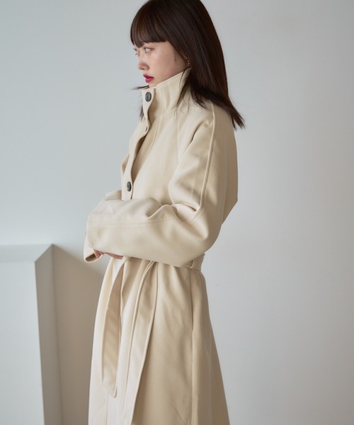 Basic stand collar long coat / スタンドカラー ベーシックロングコート（ステンカラーコート）｜AO2（アオズ）