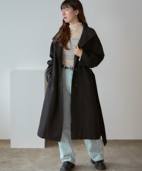 Basic stand collar long coat / スタンドカラー ベーシックロングコート（ステンカラーコート）｜AO2（アオズ）