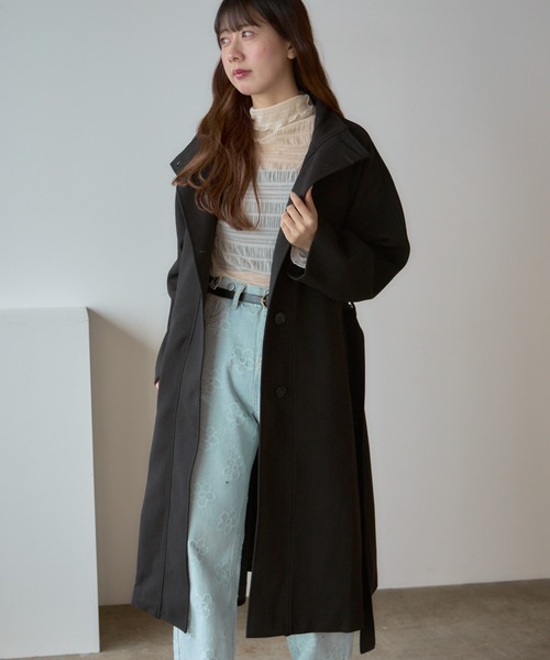 Basic stand collar long coat / スタンドカラー ベーシックロングコート（ステンカラーコート）｜AO2（アオズ）