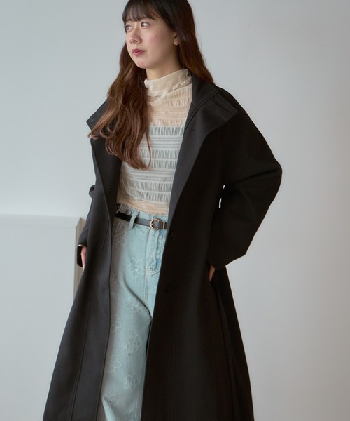 Basic stand collar long coat / スタンドカラー ベーシックロングコート（ステンカラーコート）｜AO2（アオズ）