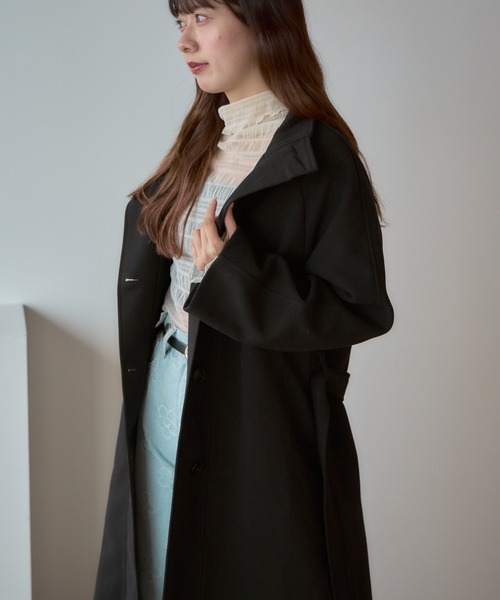 Basic stand collar long coat / スタンドカラー ベーシックロングコート（ステンカラーコート）｜AO2（アオズ）