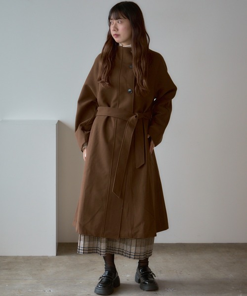 Basic stand collar long coat / スタンドカラー ベーシックロングコート（ステンカラーコート）｜AO2（アオズ）