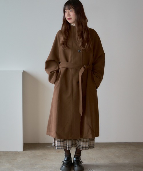 Basic stand collar long coat / スタンドカラー ベーシックロングコート（ステンカラーコート）｜AO2（アオズ）