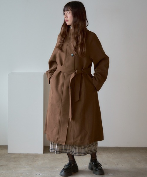 Basic stand collar long coat / スタンドカラー ベーシックロングコート（ステンカラーコート）｜AO2（アオズ）