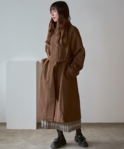 Basic stand collar long coat / スタンドカラー ベーシックロングコート（ステンカラーコート）｜AO2（アオズ）