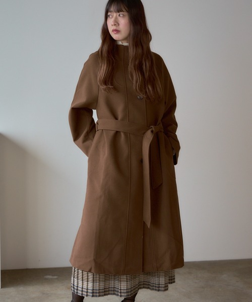 Basic stand collar long coat / スタンドカラー ベーシックロングコート（ステンカラーコート）｜AO2（アオズ）