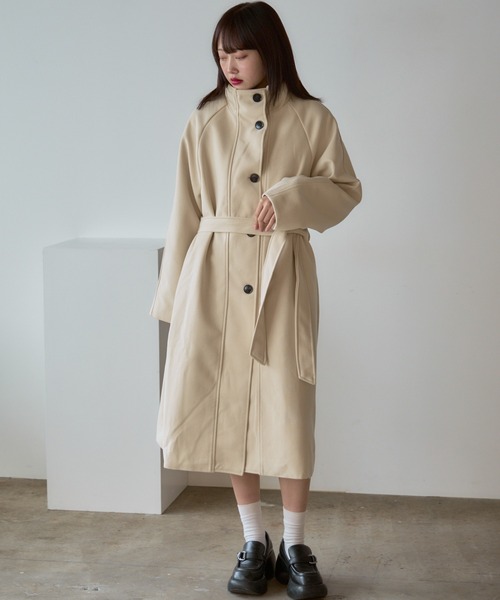 Basic stand collar long coat / スタンドカラー ベーシックロングコート（ステンカラーコート）｜AO2（アオズ）