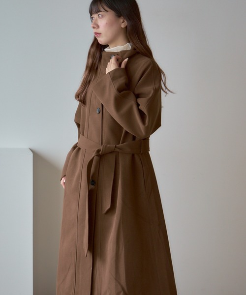 Basic stand collar long coat / スタンドカラー ベーシックロングコート（ステンカラーコート）｜AO2（アオズ）