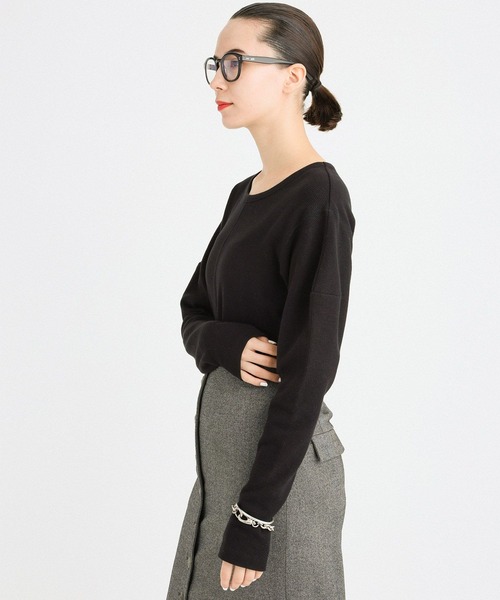BABYLONE（バビロン）の「サーマルフォルムプルオーバー（Tシャツ/カットソー・レディース・ブラック/ライトグレー・フリー）」の6枚目の写真