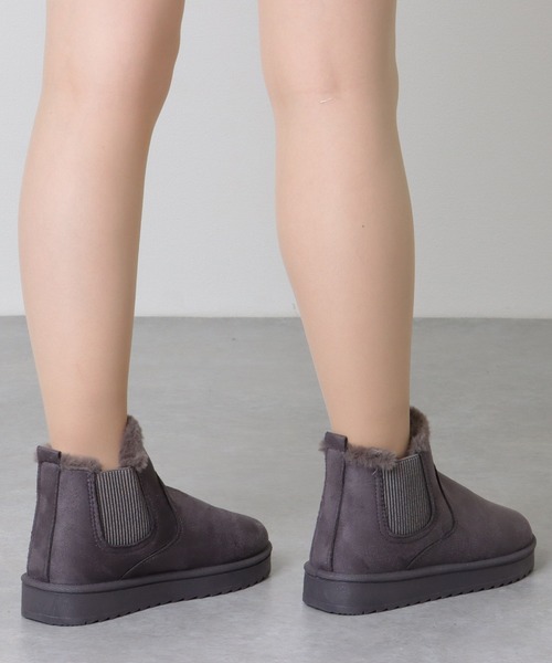 セール】サイドゴア 裏ボア ムートン風 ショート ブーツ（ブーツ