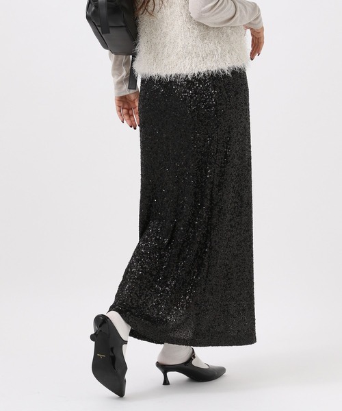 BAYFLOW（ベイフロー）の「[トレンドライクなスパンコール刺繍]スパンコールスカート（スカート・レディース・ベージュ/ブラック・FREE）」の7枚目の写真