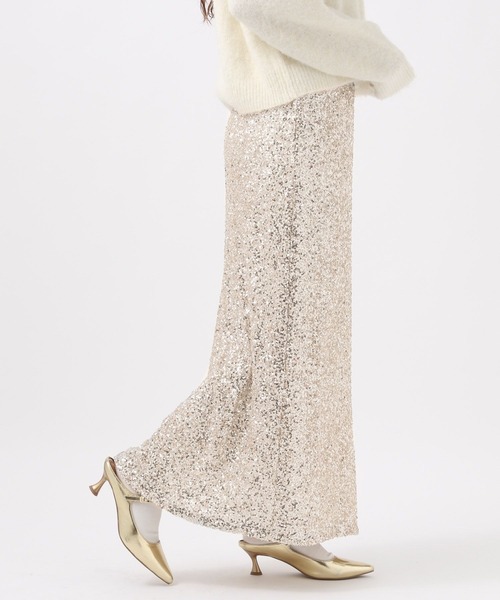 BAYFLOW（ベイフロー）の「[トレンドライクなスパンコール刺繍]スパンコールスカート（スカート・レディース・ベージュ/ブラック・FREE）」の10枚目の写真