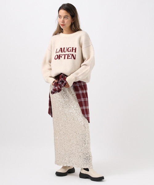 BAYFLOW（ベイフロー）の「[トレンドライクなスパンコール刺繍]スパンコールスカート（スカート・レディース・ベージュ/ブラック・FREE）」の11枚目の写真