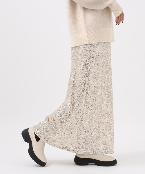 BAYFLOW（ベイフロー）の「[トレンドライクなスパンコール刺繍]スパンコールスカート（スカート・レディース・ベージュ/ブラック・FREE）」の13枚目の写真