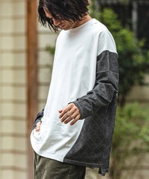CAMBIO(�J���r�I)��mlt4953- Side Jacquard Long Sleeve Pullover �J�b�g�\�[(T�V���c/�J�b�g�\�[)