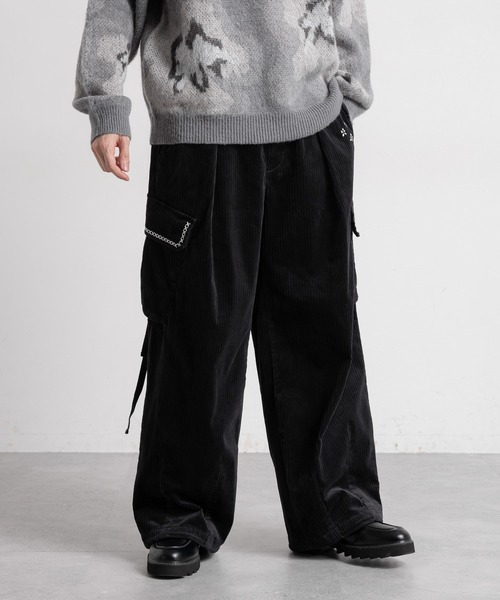 REmastered（リマスタード）の「【REmastered】フラワー刺繍/コーデュロイカーゴ/パラシュートパンツ（カーゴパンツ・メンズ・ブラウン/ブラック・LARGE/MEDIUM/SMALL）」の4枚目の写真