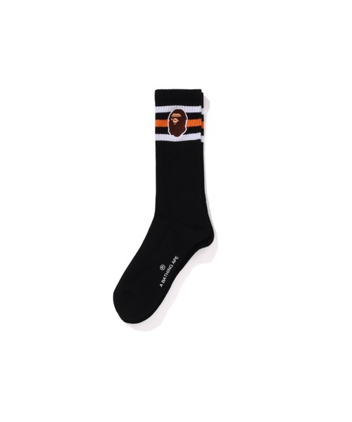 A BATHING APE（アベイシングエイプ）の「APE HEAD SOCKS（ソックス/靴下・メンズ・ブラック/ホワイト・LARGE/MEDIUM）」の2枚目の写真