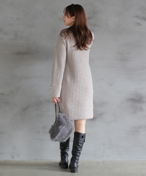 ASTORIA ODIER（アストリアオディール）の「ミルドライクワイドリブニットワンピース（ワンピース・レディース・モカ/ホワイト/ライトグレー・MEDIUM）」の7枚目の写真