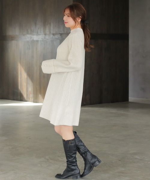 ASTORIA ODIER（アストリアオディール）の「ミルドライクワイドリブニットワンピース（ワンピース・レディース・モカ/ホワイト/ライトグレー・MEDIUM）」の10枚目の写真