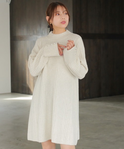 ASTORIA ODIER（アストリアオディール）の「ミルドライクワイドリブニットワンピース（ワンピース・レディース・モカ/ホワイト/ライトグレー・MEDIUM）」の12枚目の写真