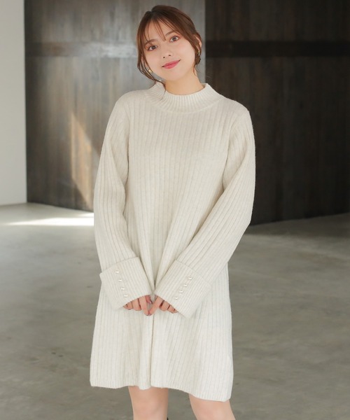 ASTORIA ODIER（アストリアオディール）の「ミルドライクワイドリブニットワンピース（ワンピース・レディース・モカ/ホワイト/ライトグレー・MEDIUM）」の13枚目の写真