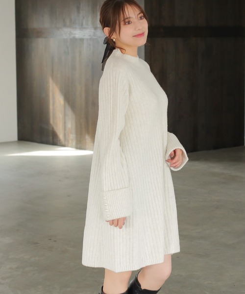 ASTORIA ODIER（アストリアオディール）の「ミルドライクワイドリブニットワンピース（ワンピース・レディース・モカ/ホワイト/ライトグレー・MEDIUM）」の15枚目の写真