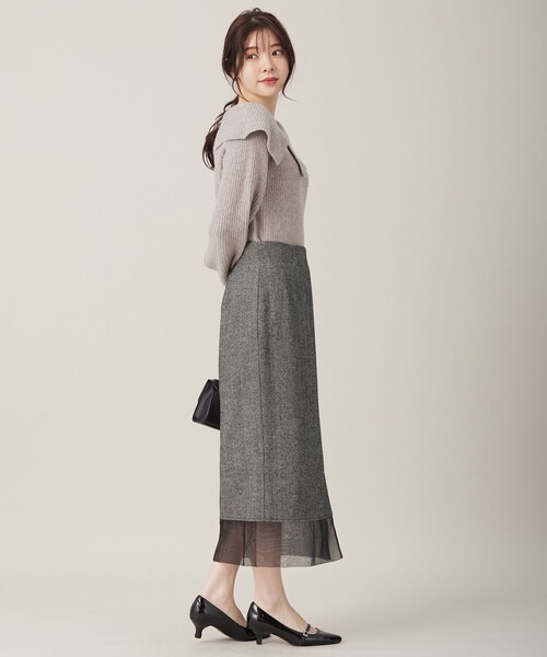 ANY SIS(エニィスィス)の「シアーコンビヘリンボーン スカート(スカート・レディース・ブラック系6・1/2/3)」の6枚目の写真