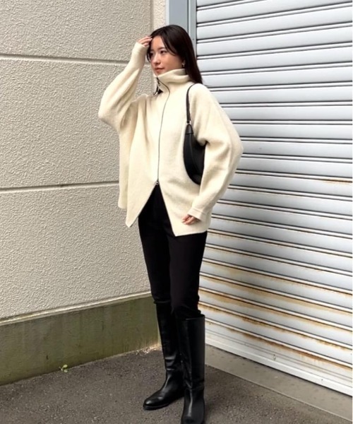 【セール】【カタログ掲載】カシミヤブレンドダブルジップニットブルゾン≪手洗い可能≫（ニット/セーター）｜MAYSON GREY（メイソングレイ）