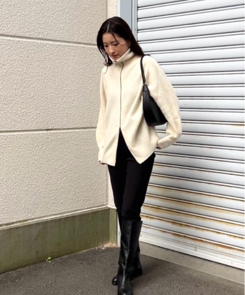 【セール】【カタログ掲載】カシミヤブレンドダブルジップニットブルゾン≪手洗い可能≫（ニット/セーター）｜MAYSON GREY（メイソングレイ）