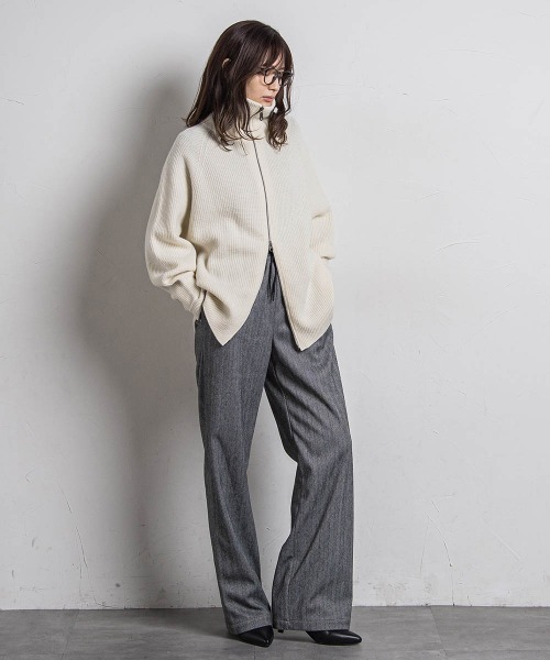 【セール】【カタログ掲載】カシミヤブレンドダブルジップニットブルゾン≪手洗い可能≫（ニット/セーター）｜MAYSON GREY（メイソングレイ）